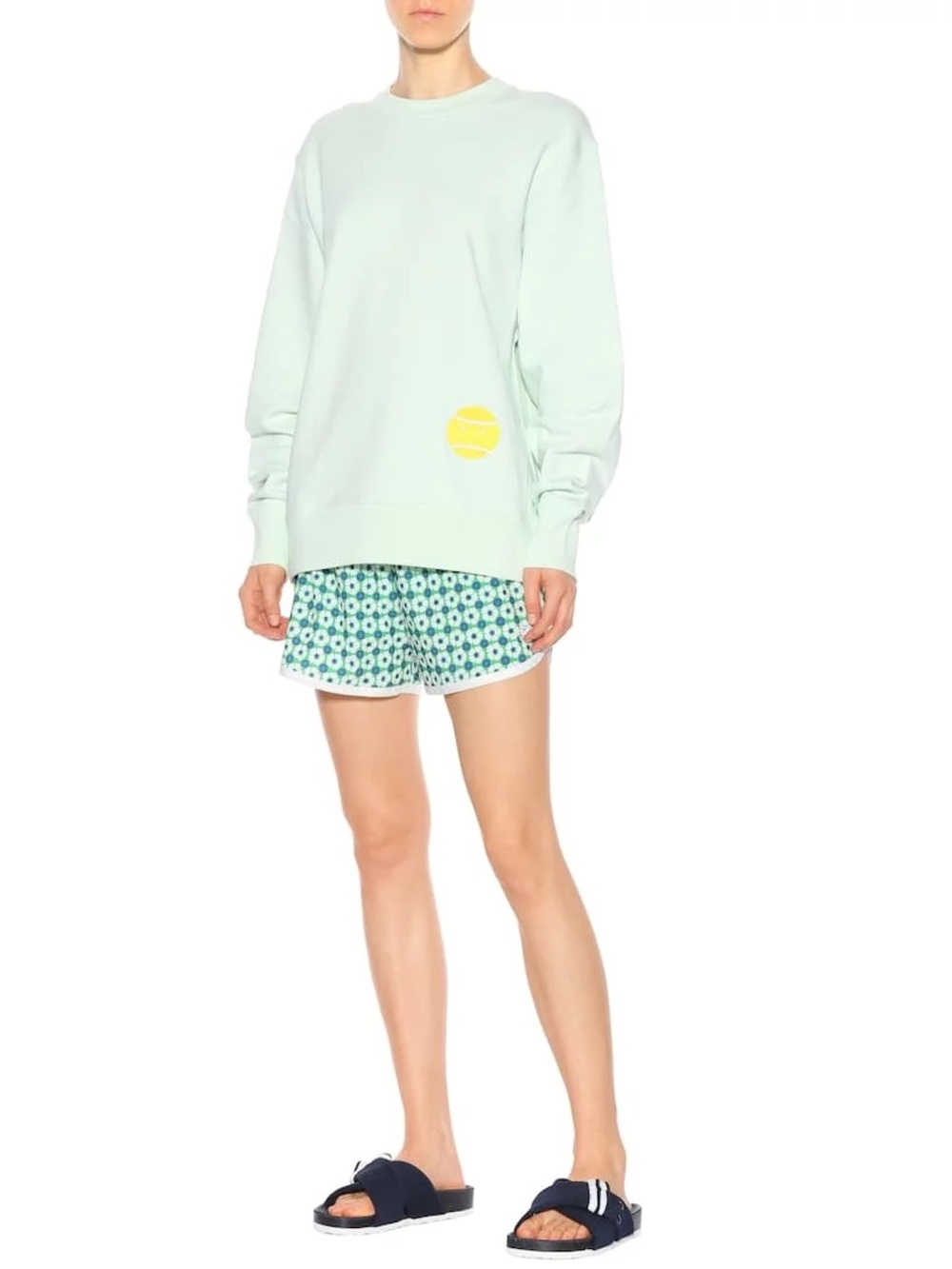 TORY SPORT Light Green Crewneck Sweatshirt with Yellow Accent